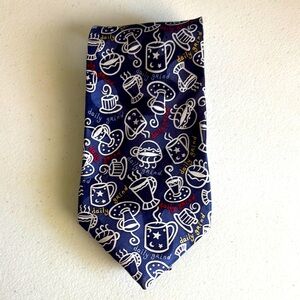 Vintage Hallmark Novelties Blue Coffee Pattern Tie 1996